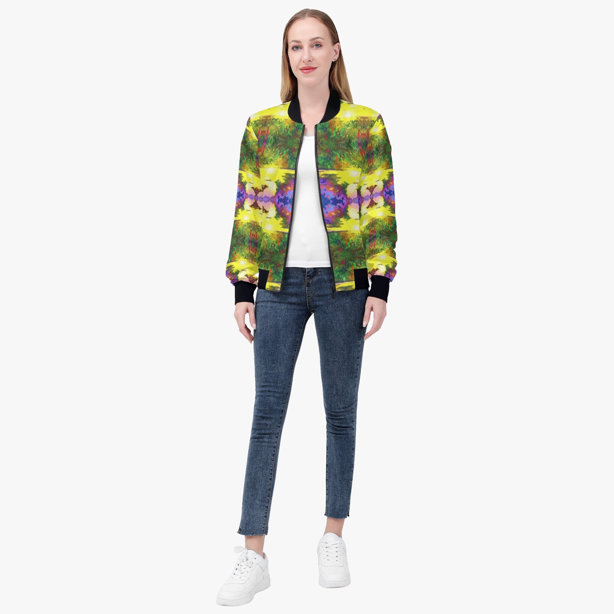 228. Women's Bomber Jacket Tie dye nature flow