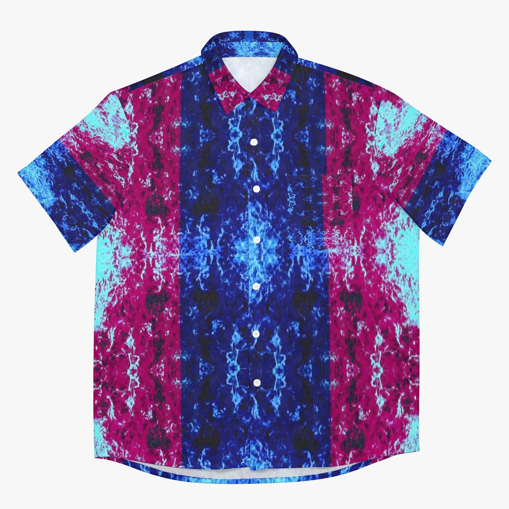 910. AOP Hawaiian Shirt Pink and blue half mix effect