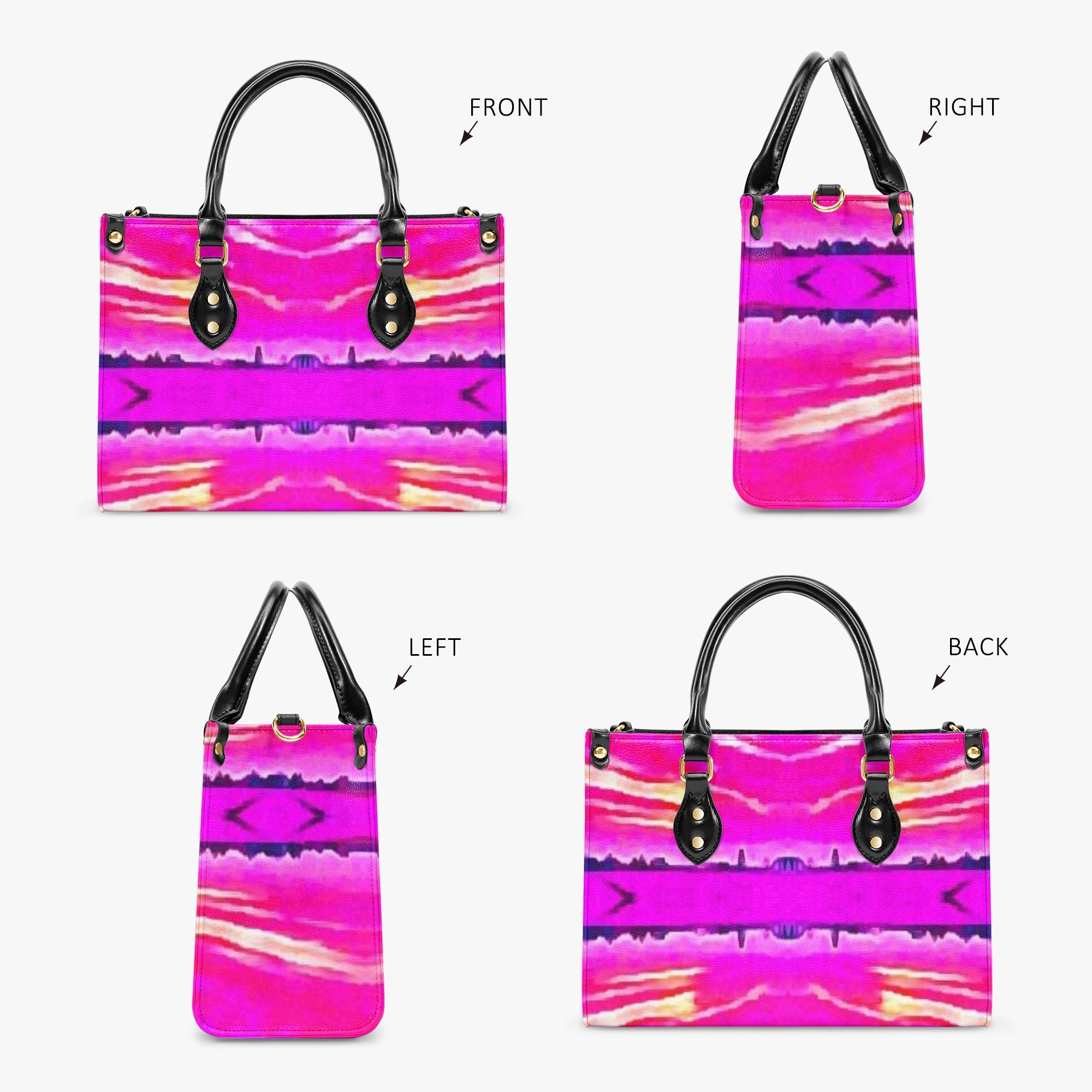 971. Concise Type Women's Tote Bag Pink Stich Effect