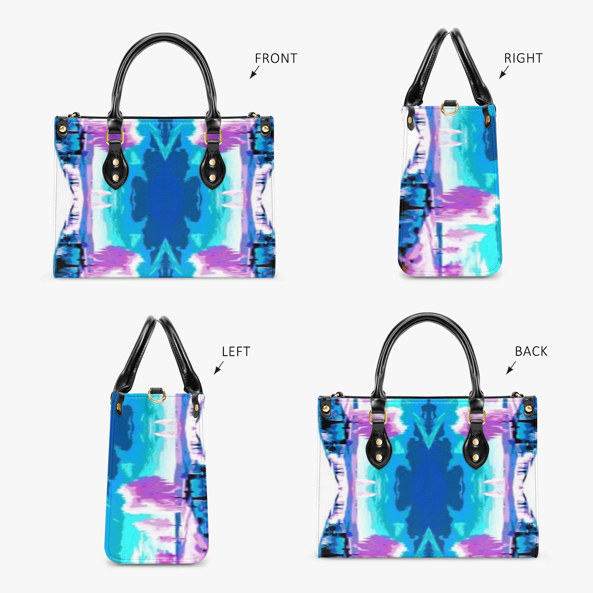 971. Concise Type Women's Tote Bag Tie Dye Pink Stich Wave