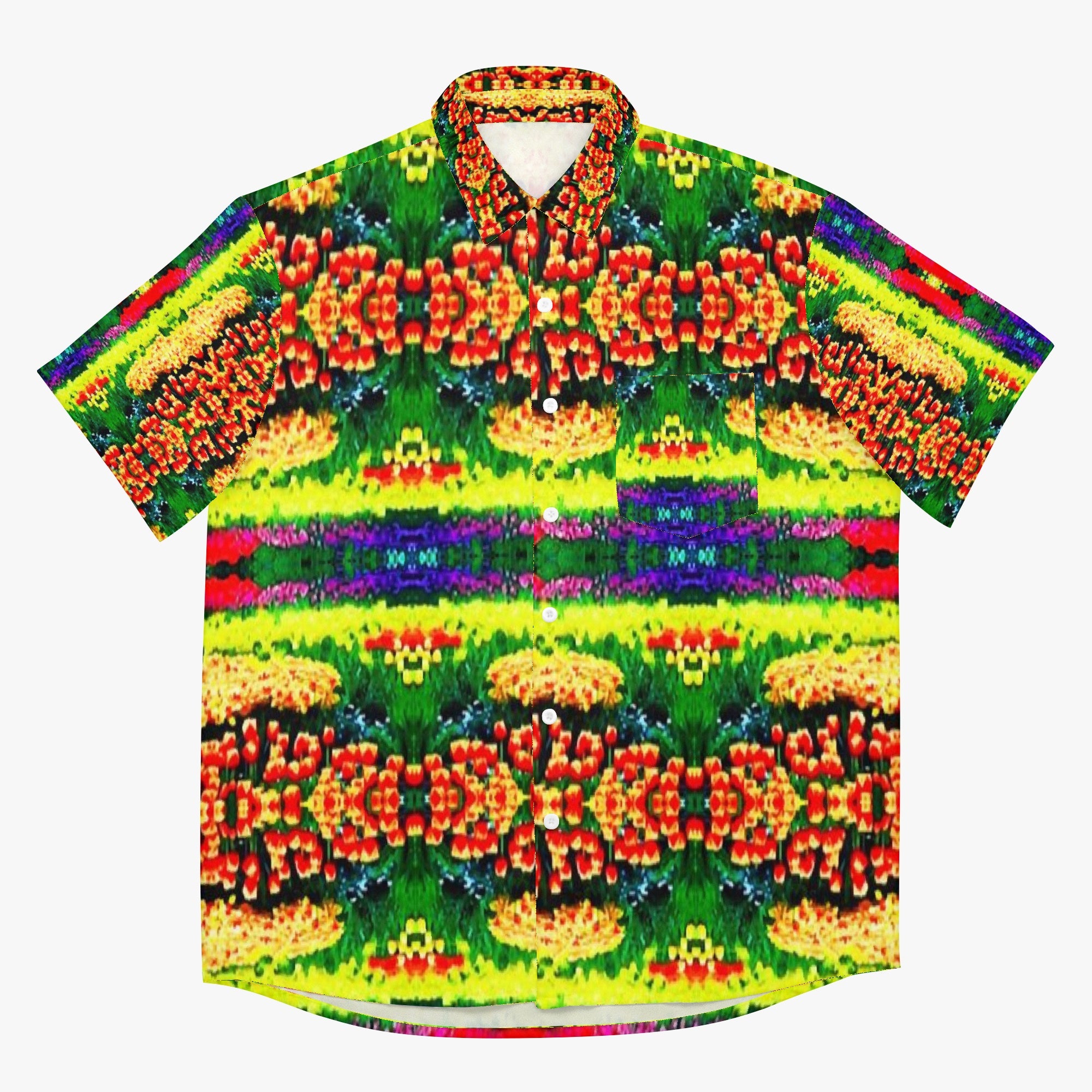 910. AOP Hawaiian Shirt Rainbow roses effect