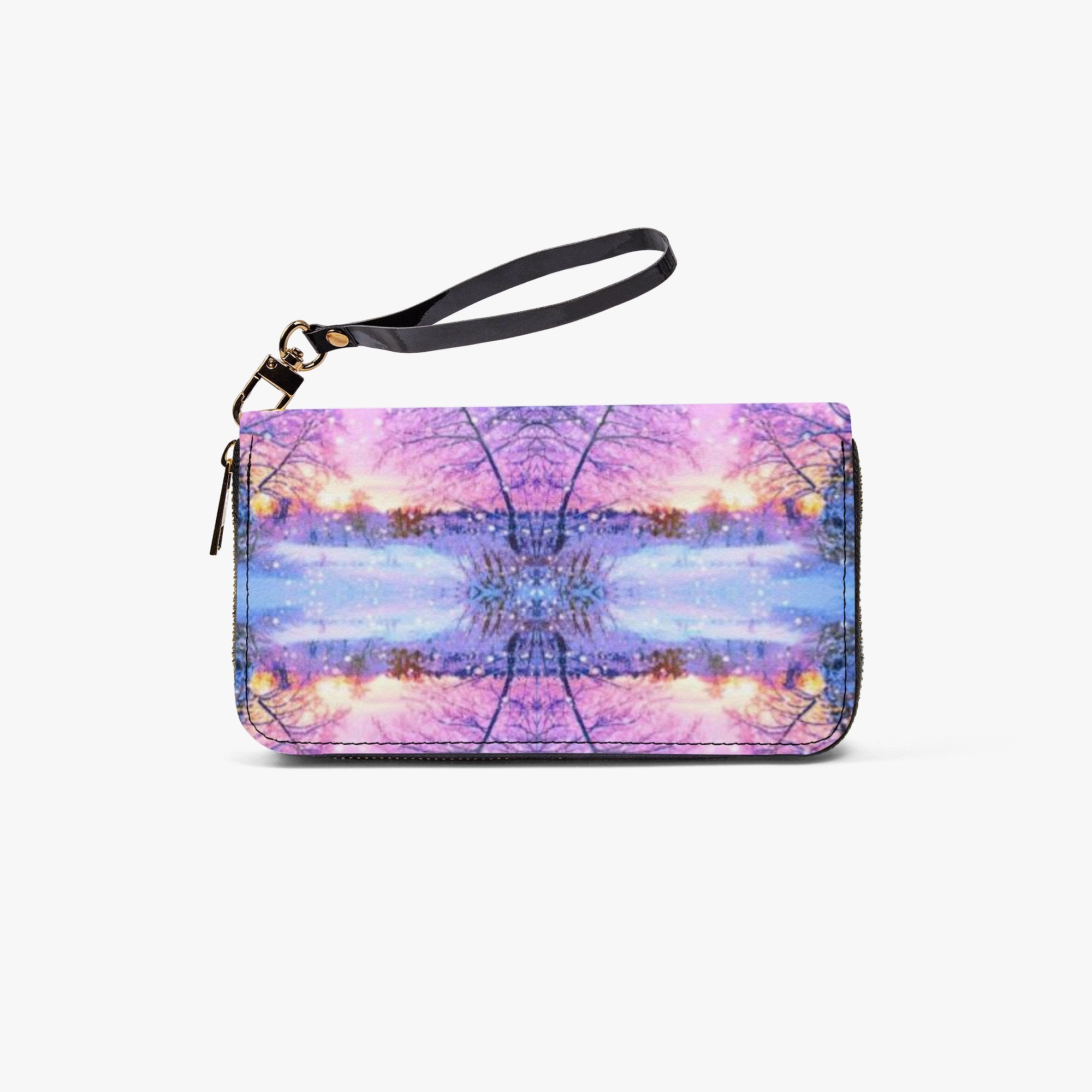 982. Long Wallet with Wrist Strap Royal Purple Daimond Eye