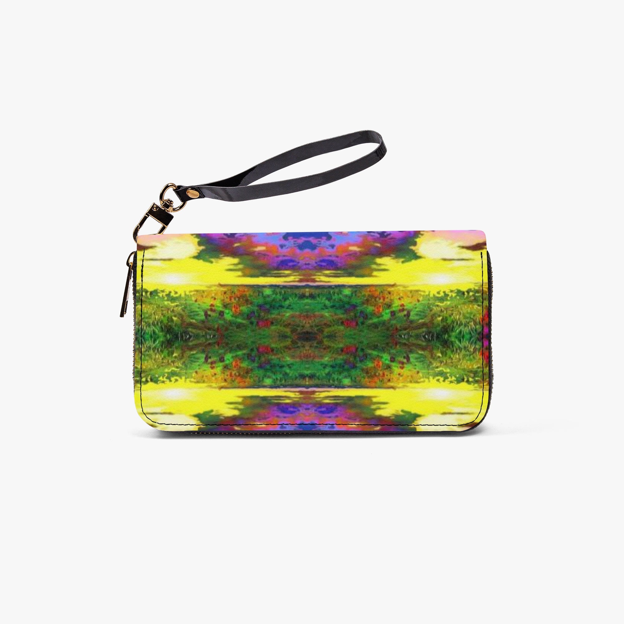 982. Long Wallet with Wrist Strap Tie dye nature flow