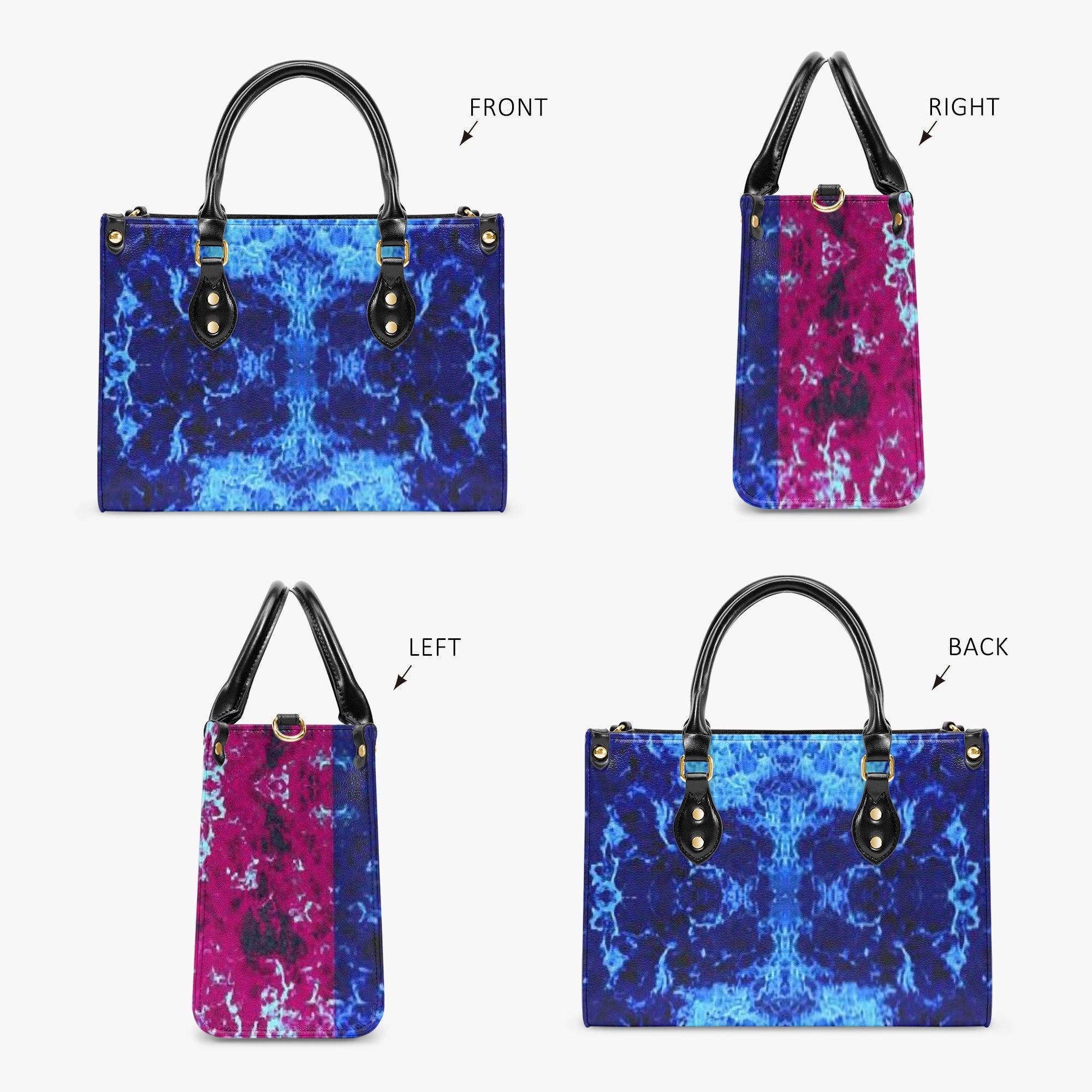 971. Concise Type Women's Tote Bag Blue and Pink Half Mix Effect