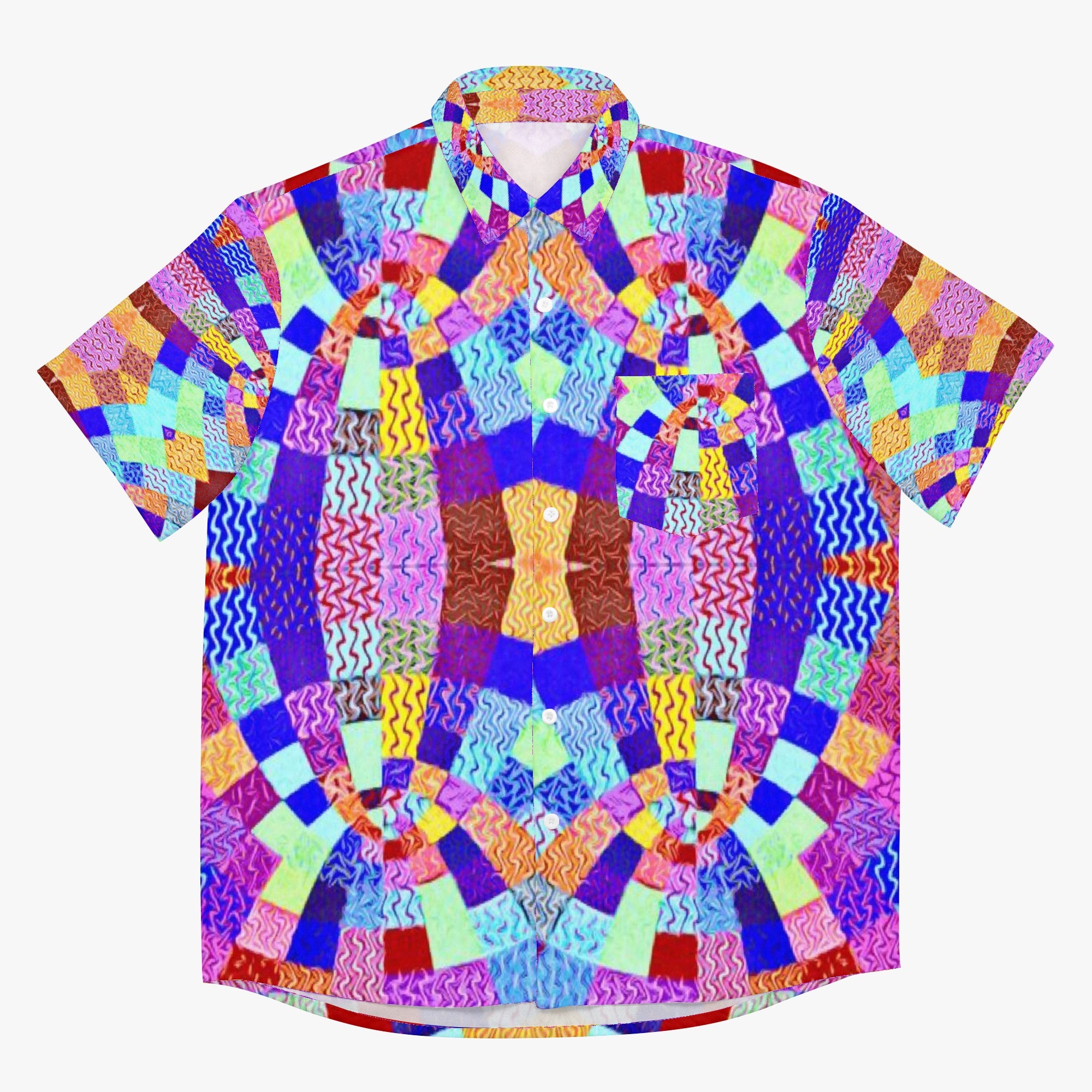 910. AOP Hawaiian Shirt Rainbow X effect
