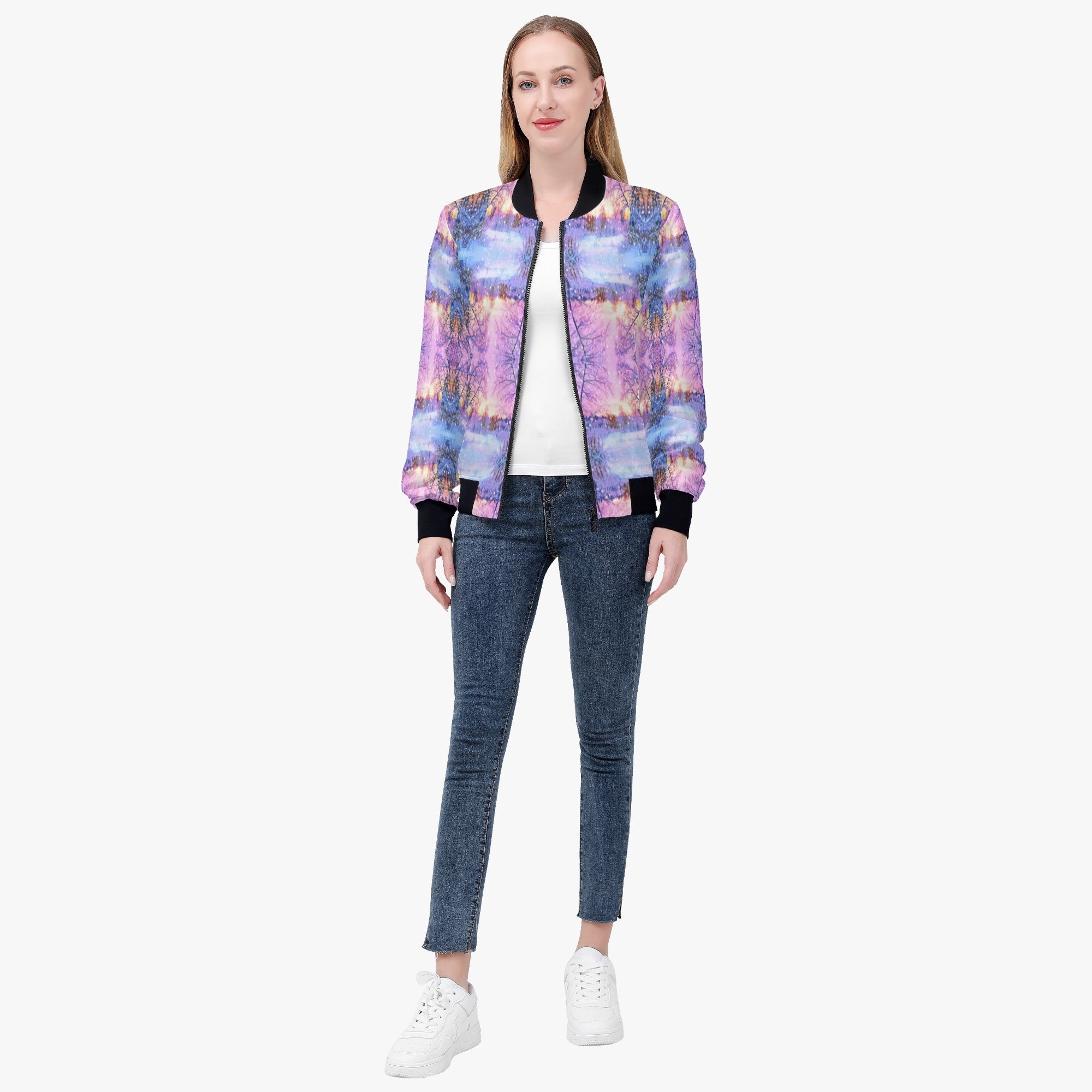 228. Women's Bomber Jacket Royal purple diamond eye