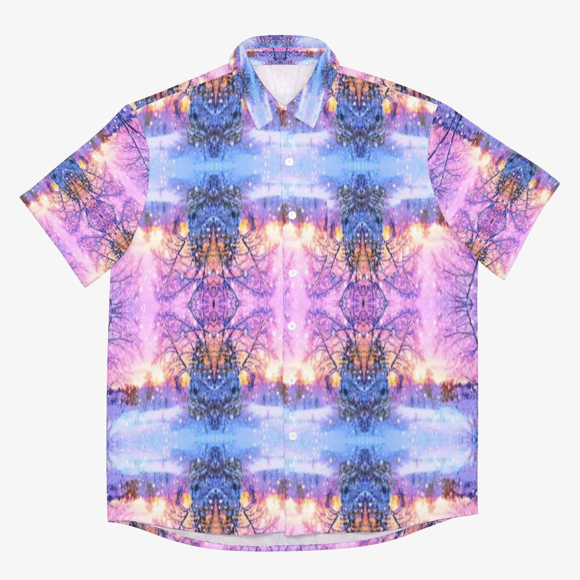 910. AOP Hawaiian Shirt Royal purple diamond eye