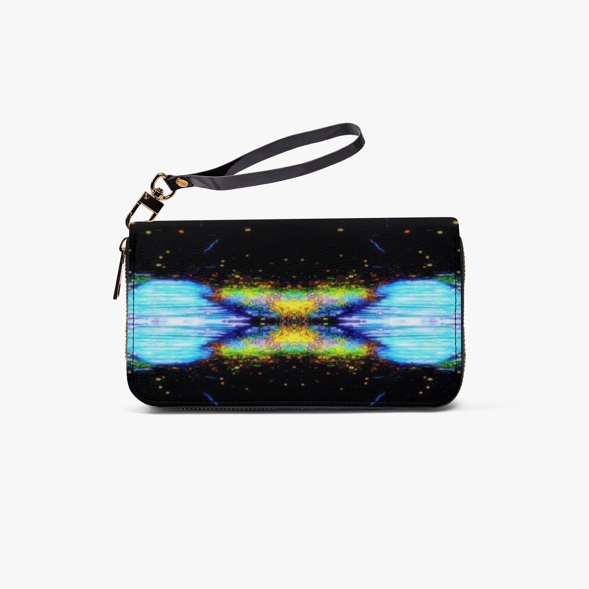 982. Long Wallet with Wrist Strap Yellow and blue night sky