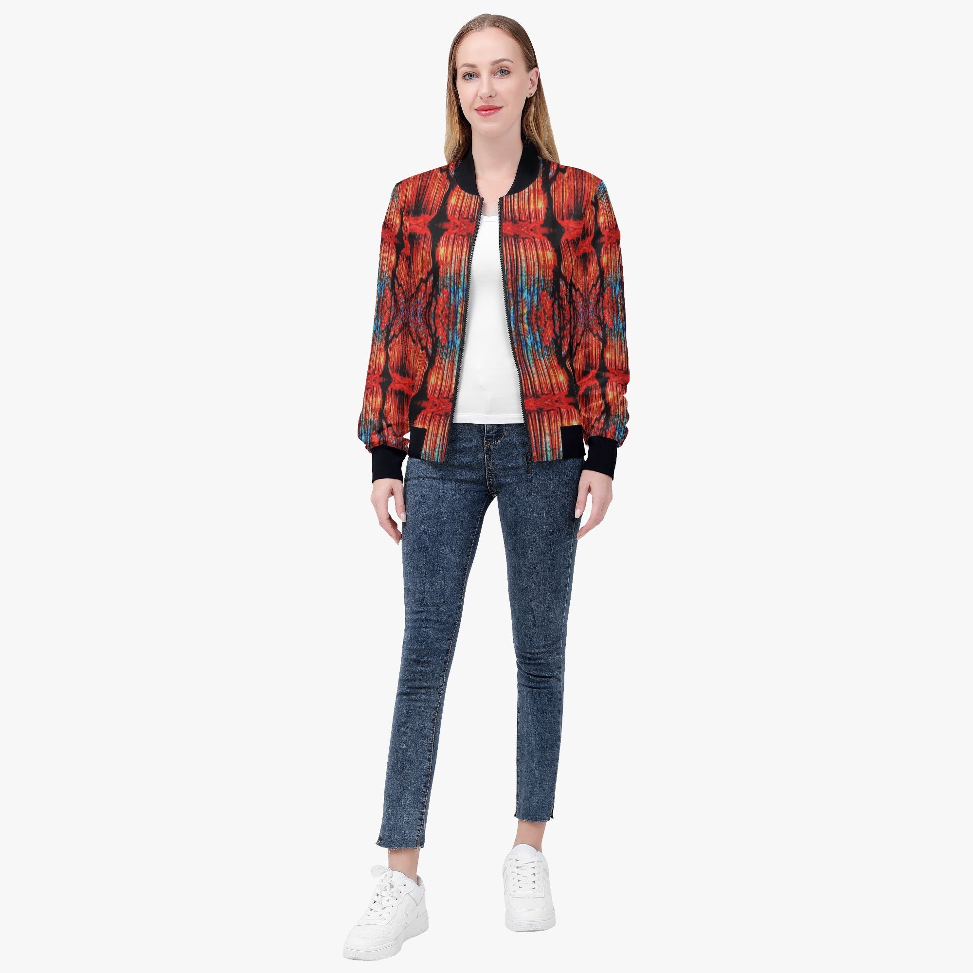 228. Women's Bomber Jacket Butterfly Forest effect
