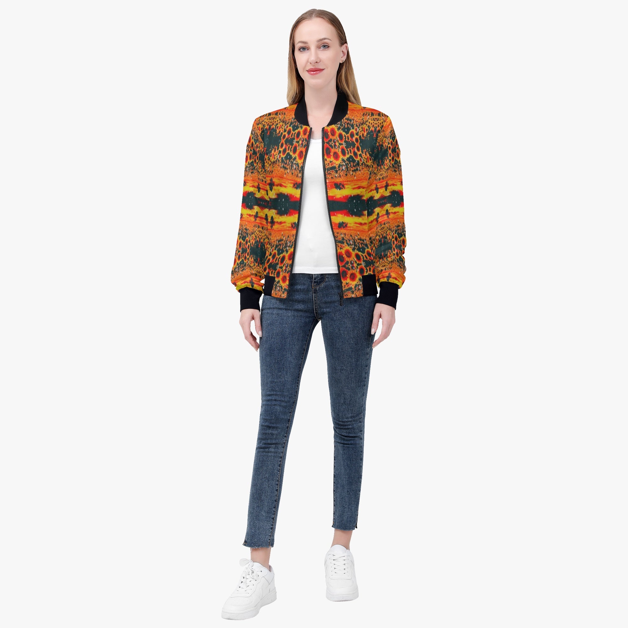 228. Women's Bomber Jacket Sunflower mirror magic