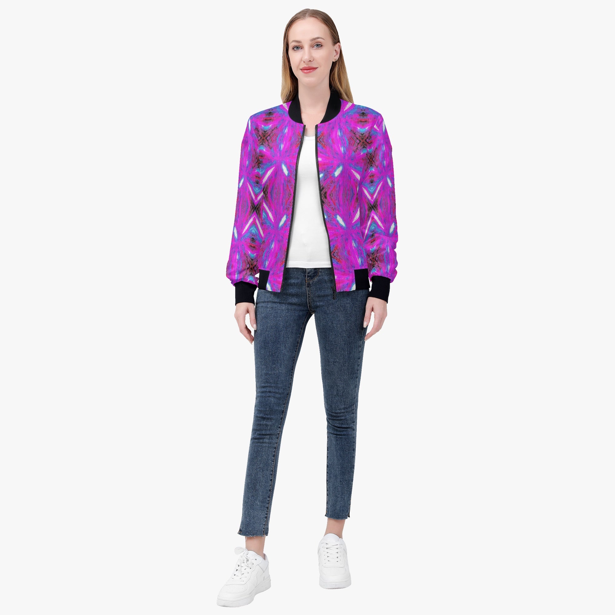 228. Women's Bomber Jacket Pink and blue led night lights